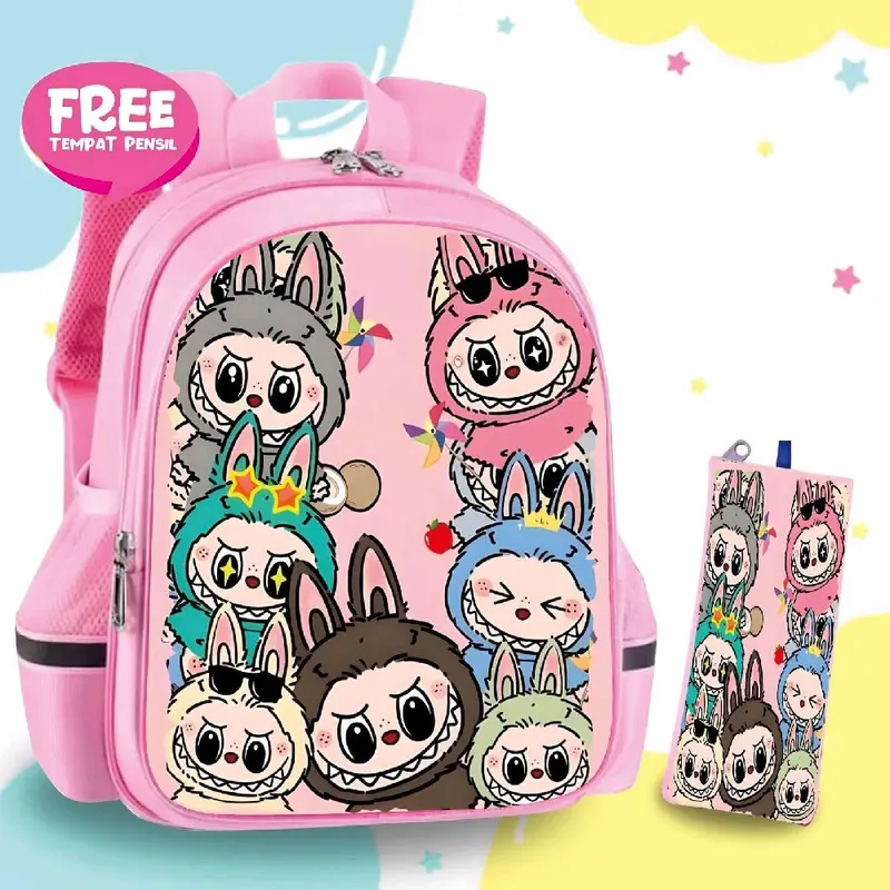 BISA (COD) BAYAR DI TEMPAT ,TAS SEKOLAH LABUBU TK SD PAUD PEREMPUAN TAS SEKOLAH TERLARIS, TAS SEKOLAH 2025 Fashion ransel Motif Anak 5