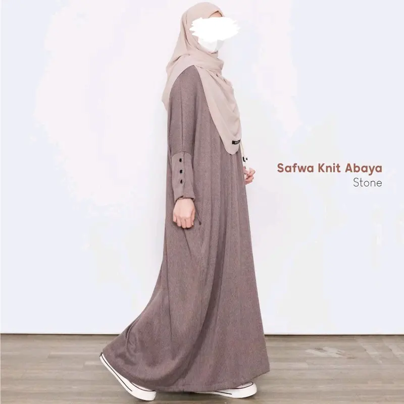 SAFWA ABAYA KNIT IMPORT / ABAYA BATWING SYAR'I GAMIS ABAYA RIB KNIT IMPORT JUMBO 3