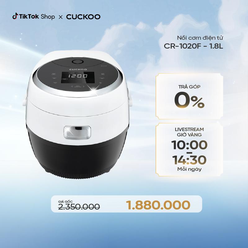  Nồi cơm điện tử Cuckoo 1,8L CR-1020F - Bảng điều khiển LED - Lòng nồi chống dính 