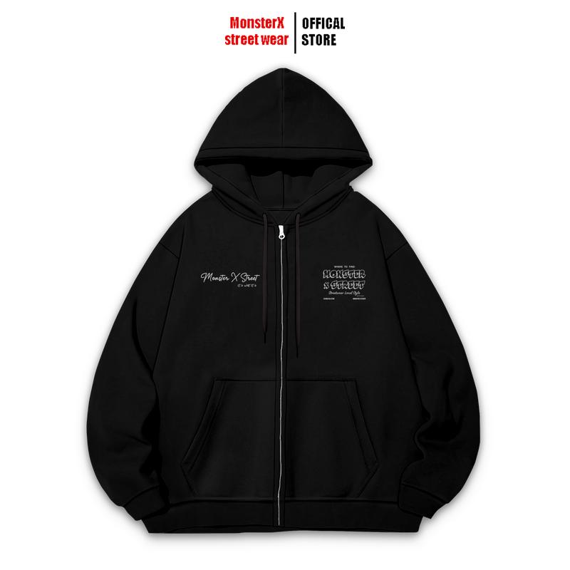  Áo Hoodie ZIP khoá FIND MONSTER Khoác Nỉ Mũ Kéo Khóa Brand MONSTER X STREET Basic Nỉ Bông Cotton Unisex nam nữ Local Brand 