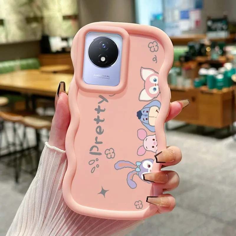 Casing Hp Untuk VIVO Y02 Y02A Y02T Y11 2023 Casing Hp Kesing Softcase Case Bahan silikon gelombang Cesing Hewan kartun super imut pelindung marshmallow Anti Jatuh Tahan guncangan debu