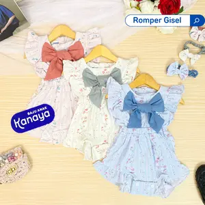 0-12 BLN ROMPER BAYI GISEL JUMPER BAYI PEREMPUAN NEWBORN INCLUDE HEADBAND BY MIAGI (SNI) Katun baju bayi 6 sampai 12