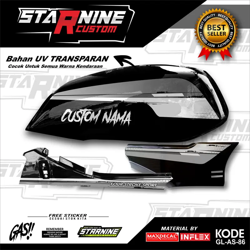 striping gl simpel bisa custom nama stiker gl hologram kode GL-SR-25 0