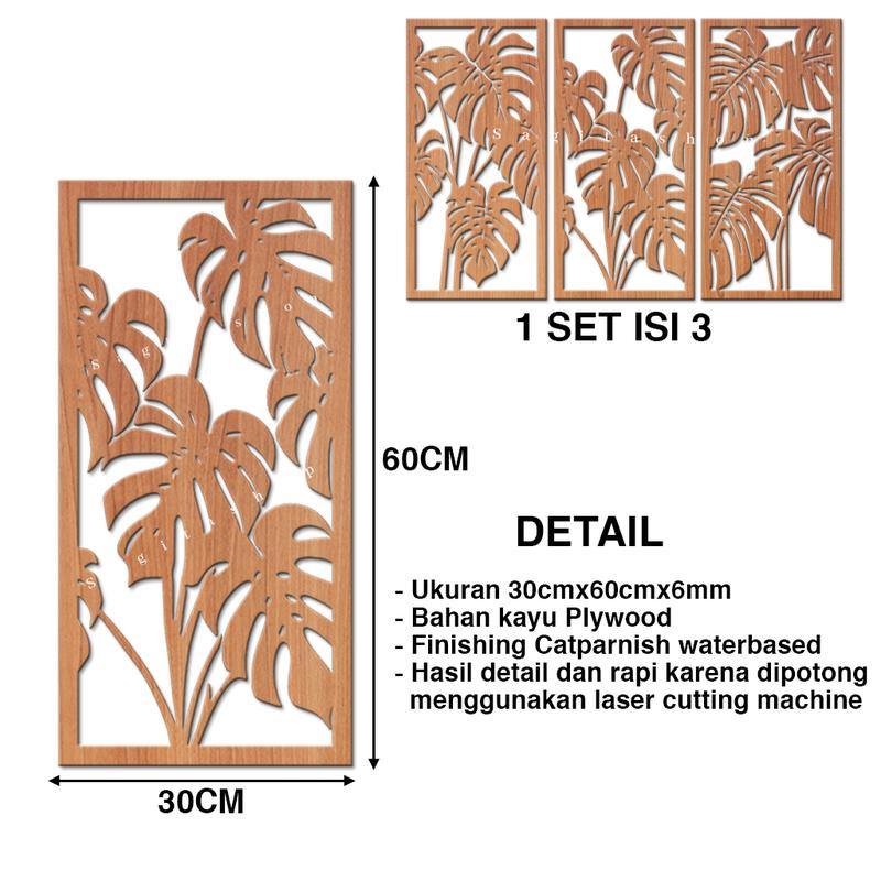 Dekorasi Seni kayu tropis monstera untuk dekorasi Rumah Kamar Tidur 5