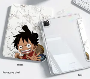 For acrylic-Kasing untuk Xiaomi 6th Redmi Pad SE 11, Xiaomi Pad Gen 6 - Kartun Imut Lipat Tiga dengan Stang Y & Rak Pensil, Belakang Transparan Anti-Lengkung, Silikon Penuh Perlindungan, Tahan Guncangan, juga cocok Redmi Pad2 11" 2025