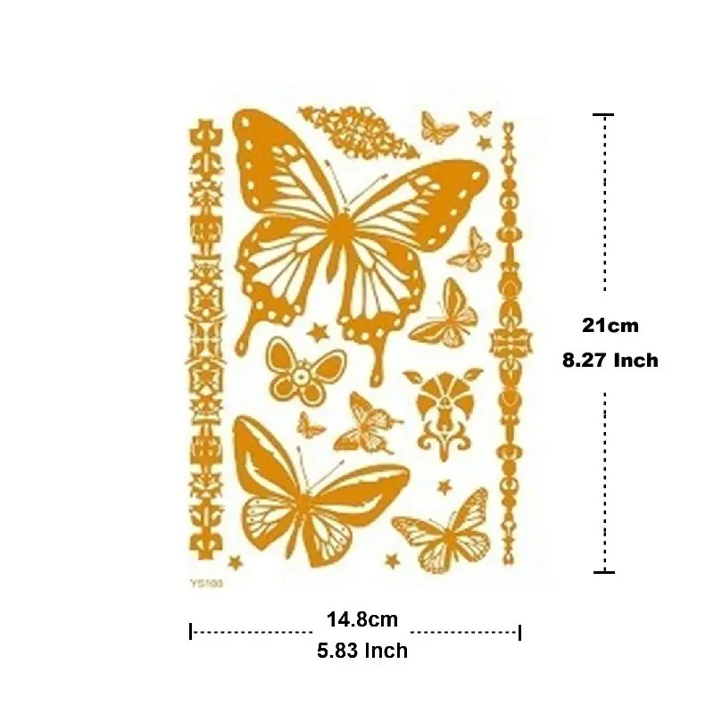 Metallic Temporary Tattoo Sticker, 9 Counts/set Glitter Fake Tattoo Sticker, Body Art Decoration for Women & Girls 1