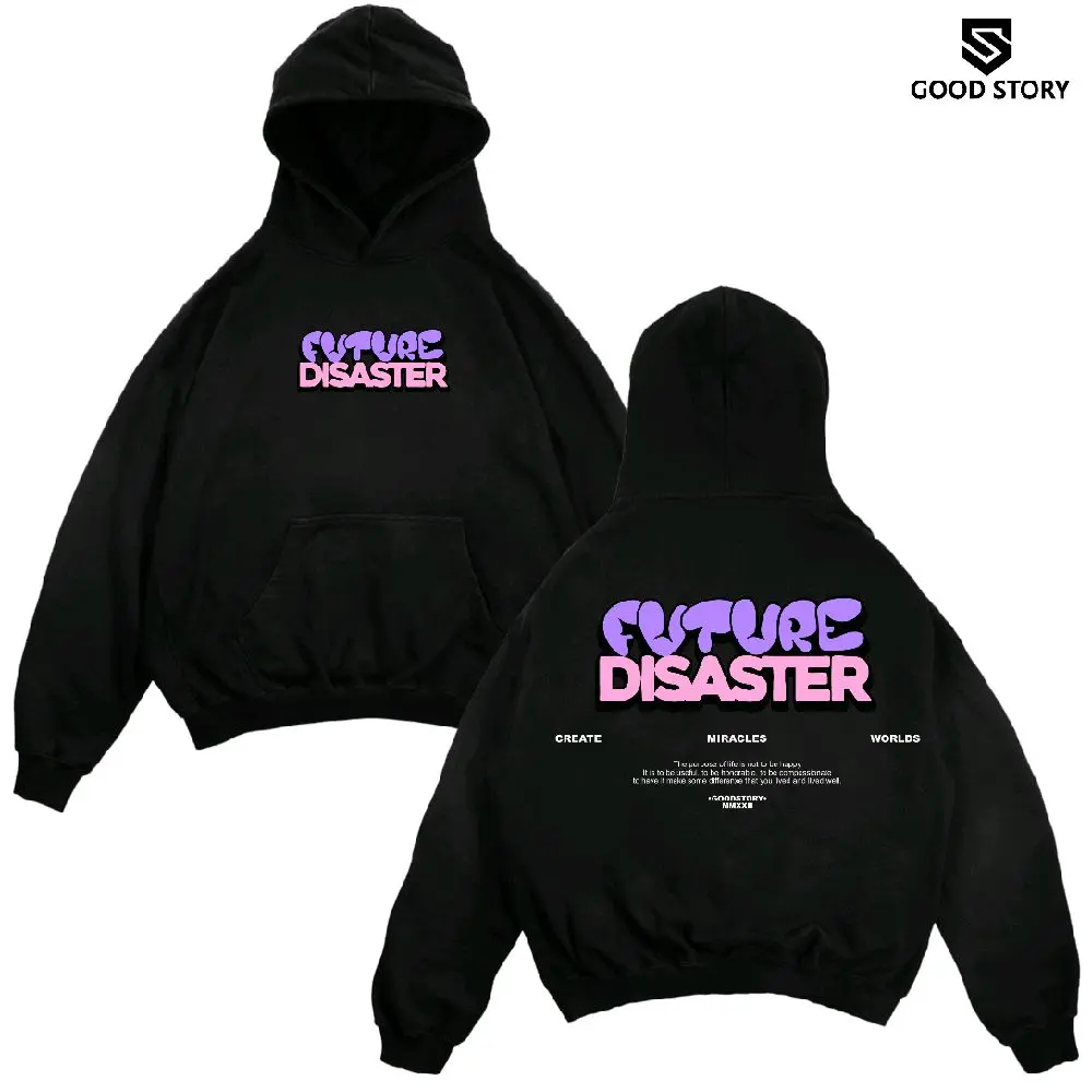 HOODIE BOXY OVERSIZE FUTURE DISASTER BAHAN FLEECE TEBAL PRIA & WANITA