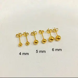 Anting tusuk wanita pentol lapis emas anti karat