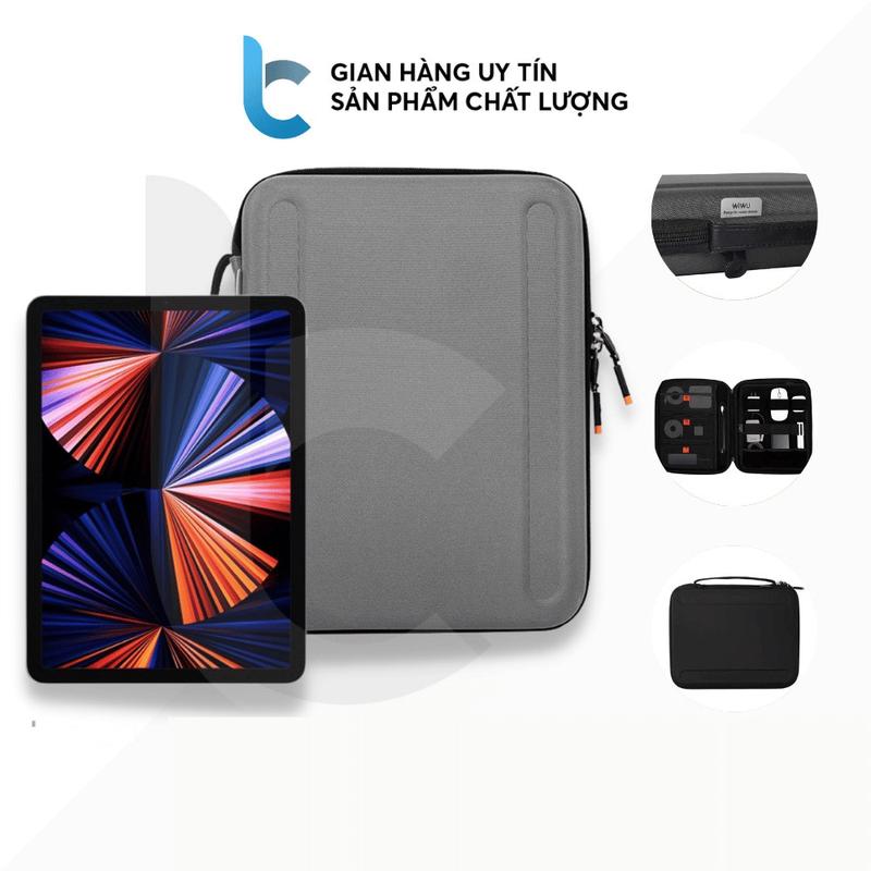 Hàng chinh hǎng 100% Túi Chống Sốc, Chống Nước Đựng IPAD, Macbook Và Phụ Kiện WIWU Parallel Hardshell Có Tay Cầm Và Quai Đeo Tiện Lợi