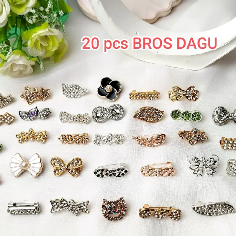 20 BROS DAGU KECIL ( MIX MODEL UKURAN 1,5 Cm). BROS JILBAB DAGU KECIL. 6