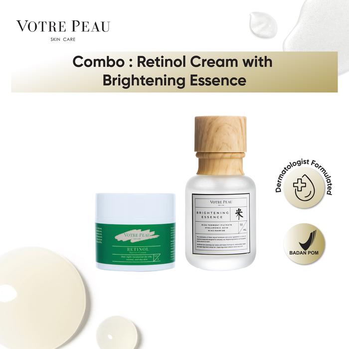 Gambar Combo : Retinol Barrier Cream & Brightening Essence - kulit kering dan berminyak dari Votre Peau Kota Administrasi Jakarta Selatan Tokopedia