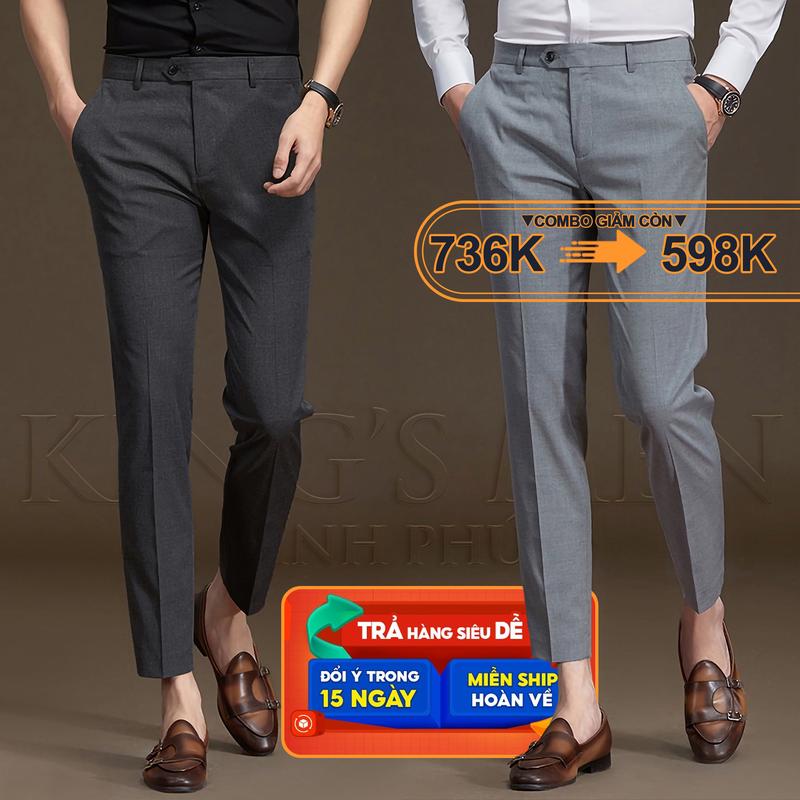 2025 Quần Âu Nam KING’S MEN Bản Công Sở Form SLIM-FIT Vải RAYON - Thêu Logo KING’S MEN