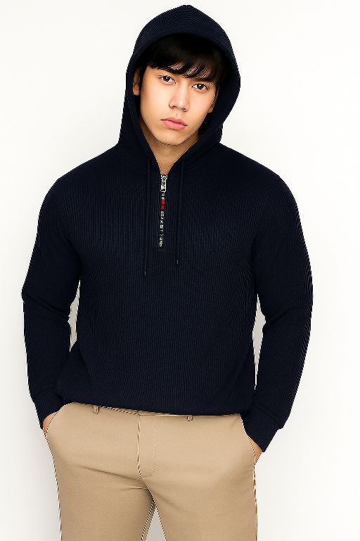 kaos pria lengan panjang Hoodie Ziper wafle polos 2- hanley lengan panjang kancing aktif - kaos distro Polos Baju Formal