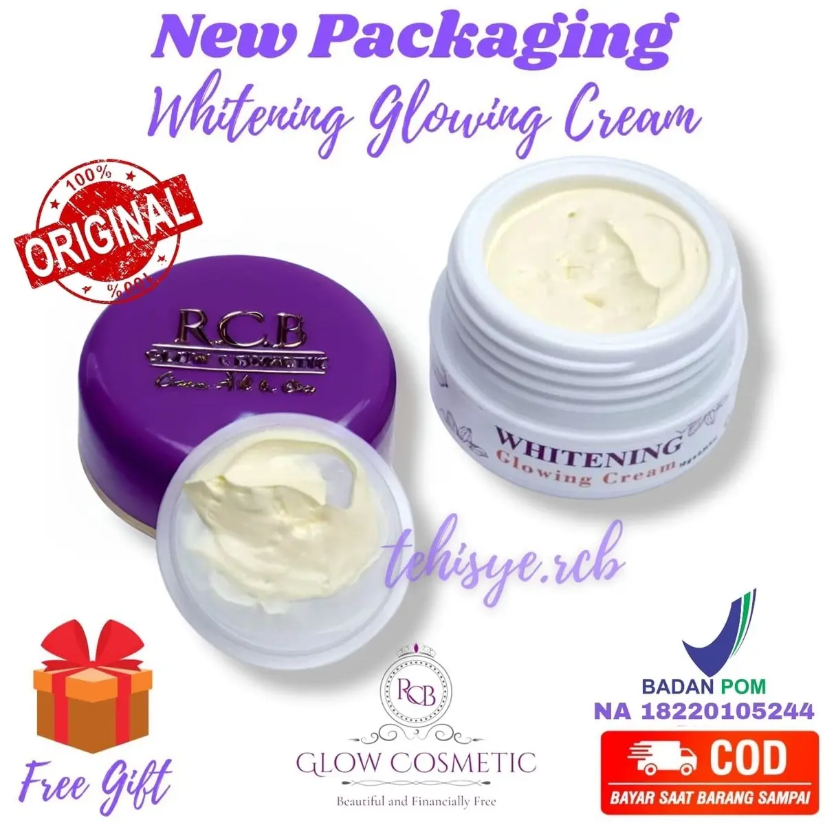 Whitening Glowing Cream All in One Rcb Glow Krim Formula Lama Krim Booster Rcb Glow Original Wajah