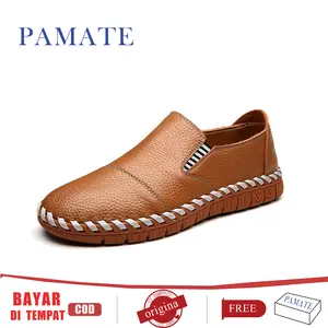 PAMATE Sepatu Santai Klasik Pria 2025 Kulit Murni Buatan Tangan Bot Lembut Mengemudi Bisa Bernapas Tidak Bau Kaki
