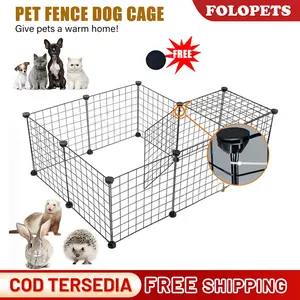 FOLOPETS Pagar Kandang Hewan 10 Pcs - Pagar Besi DIY untuk Anjing & Kucing! (Desain Kokoh & Mudah Dipasang, Cocok untuk Kandang, Petak Bermain & Area Terbatas) Catatan: Pagar Tunggal Tanpa Konektor, Harus Dibeli Terpisah.