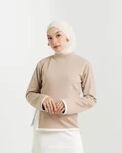 Orimoza Nola Blouse List Putih Belah Samping Bahan SnowRib