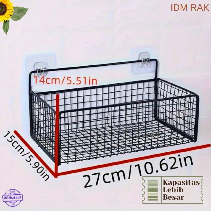 Rak Keranjang Bumbu Tempel, Rak Kamar Mandi, Rak Keranjang Besi Dapur, Rak Keranjang Serbaguna Besi Ukuran Sedang Rack Penyimpanan Buah Aluminium 5