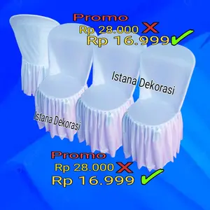 ISI 50 PCS SARUNG KURSI NAPOLLY PUTIH POLOS BAHAN ABUTAI READY