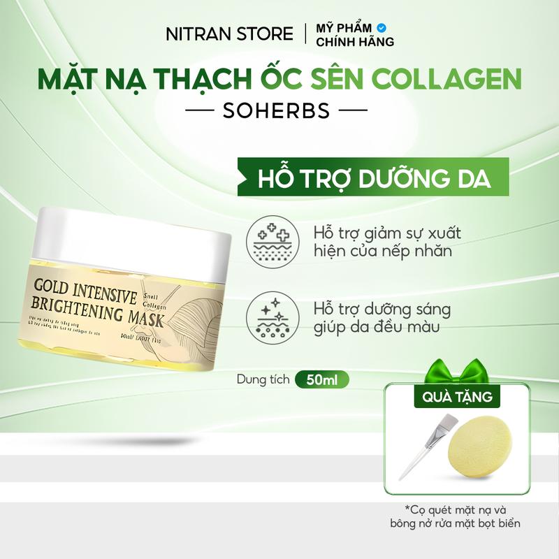 Mặt Nạ Thạch Ốc Sên Collagen 50ml - Tặng Cọ Quét Mặt Nạ & Bông Nở Rửa Mặt Bọt Biển Cosmetics Làm Đẹp Da Mask Đắp Mặt Dưỡng Da Mặt Dưỡng Ẩm Da Skincare Chăm Da Đón Tết