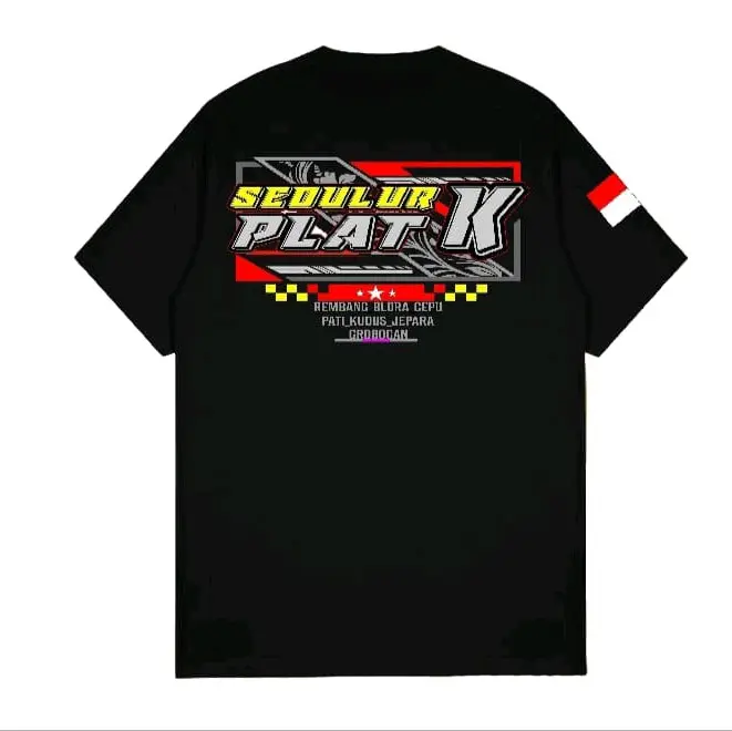 KAOS HITAM  LENGAN PENDEK SEDULUR PLAT K CORAK KUNING