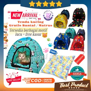 Tenda Kucing Free Kasur Alas Bantal Tenda Kucing Besar Lipat Motif Lucu Uk 45 x 45 untuk Hewan Peliharaan Kucing Anjing Kelinci Hamster