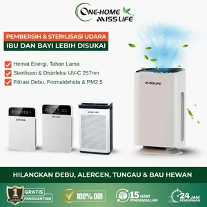 MISS LIFE Air Purifier Pembersih Udara Ruangan Terbaik dengan HEPA Filter, Anti Bakteri , Sterilisasi dengan sinar UV , Hemat Listrik,dan Ion Negatif, Mengatasi Debu, Bau, Alergen, dan Bau Aneh, dan Bulu Hewan Peliharaan, One Home Air Purifier