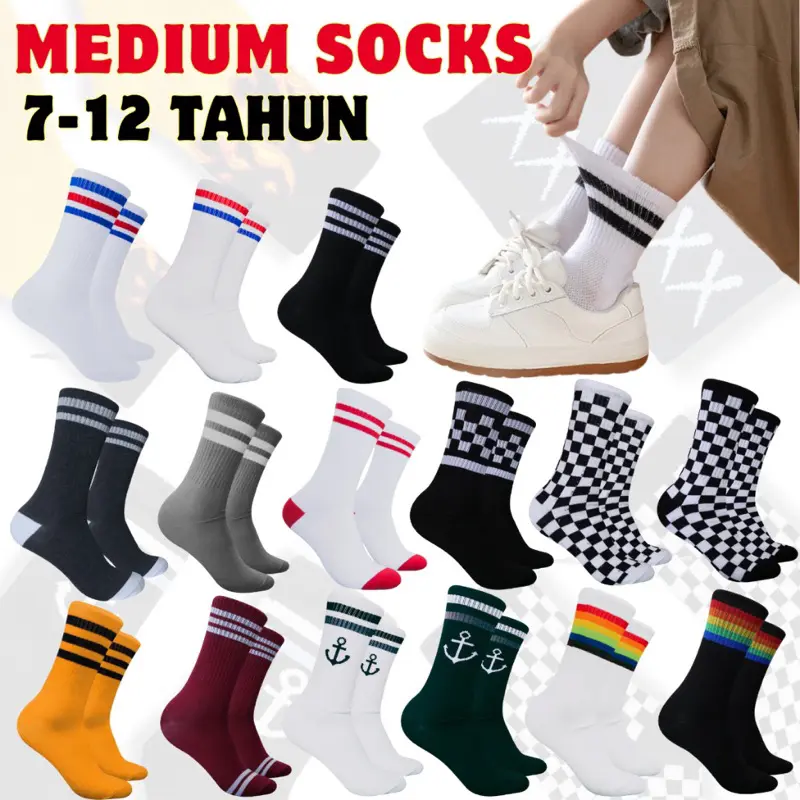 Kaos Kaki Katun Usia 7-12 Tahun Tebal Panjang - Koleksi Unyil