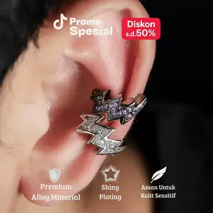 Anting Petir Zircon Elegan Silver Model Jepit
