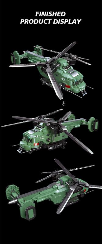 Product Introduction of JX58008 705Pcs Bricks Military Twin Rotor Helicopter Building Blocks/Designer Technical Toys For Boys Kids Adult Gift 18