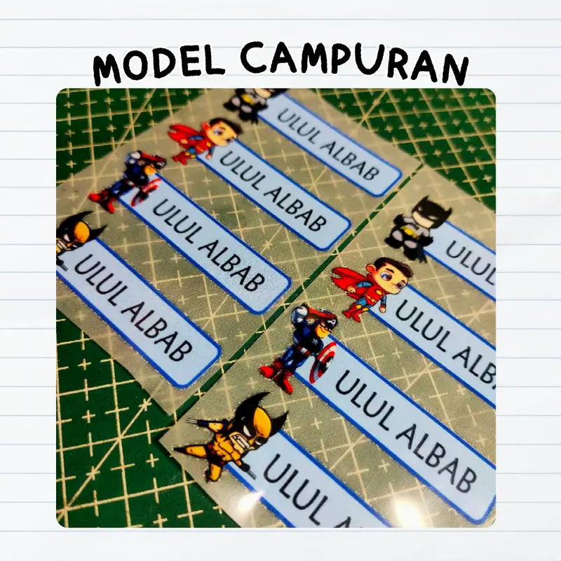 Label Baju Anak Karakter Super Hero Custom Nama Sablon Setrika Praktis Isi 50 Pcs 4