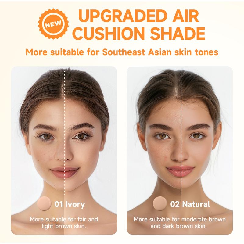 Kusyen Udara Antioksidan, Truffle Hitam Zink PCA, Concealer 2 Dalam 1, Kawalan Minyak, Tona Kulit Sekata, Mencerahkan, 7g + 10g 7