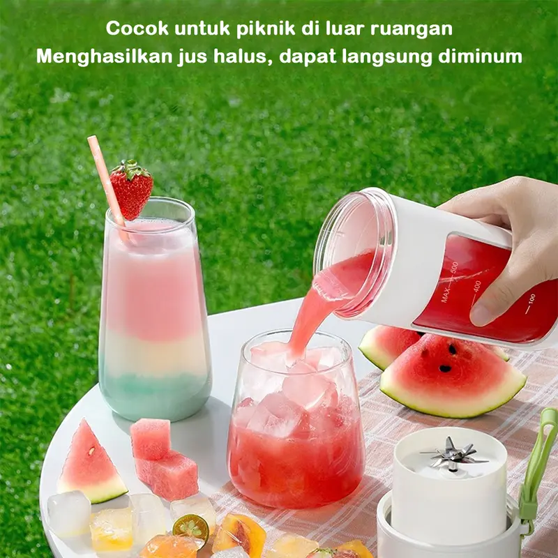 Juice Blender Portable 10 Pisau USB Pembuat Jus Elektrik 3000mAh Rechargeable Blender Jus Buah Mini Mixer Juicer Ice Crusher 500ml 3