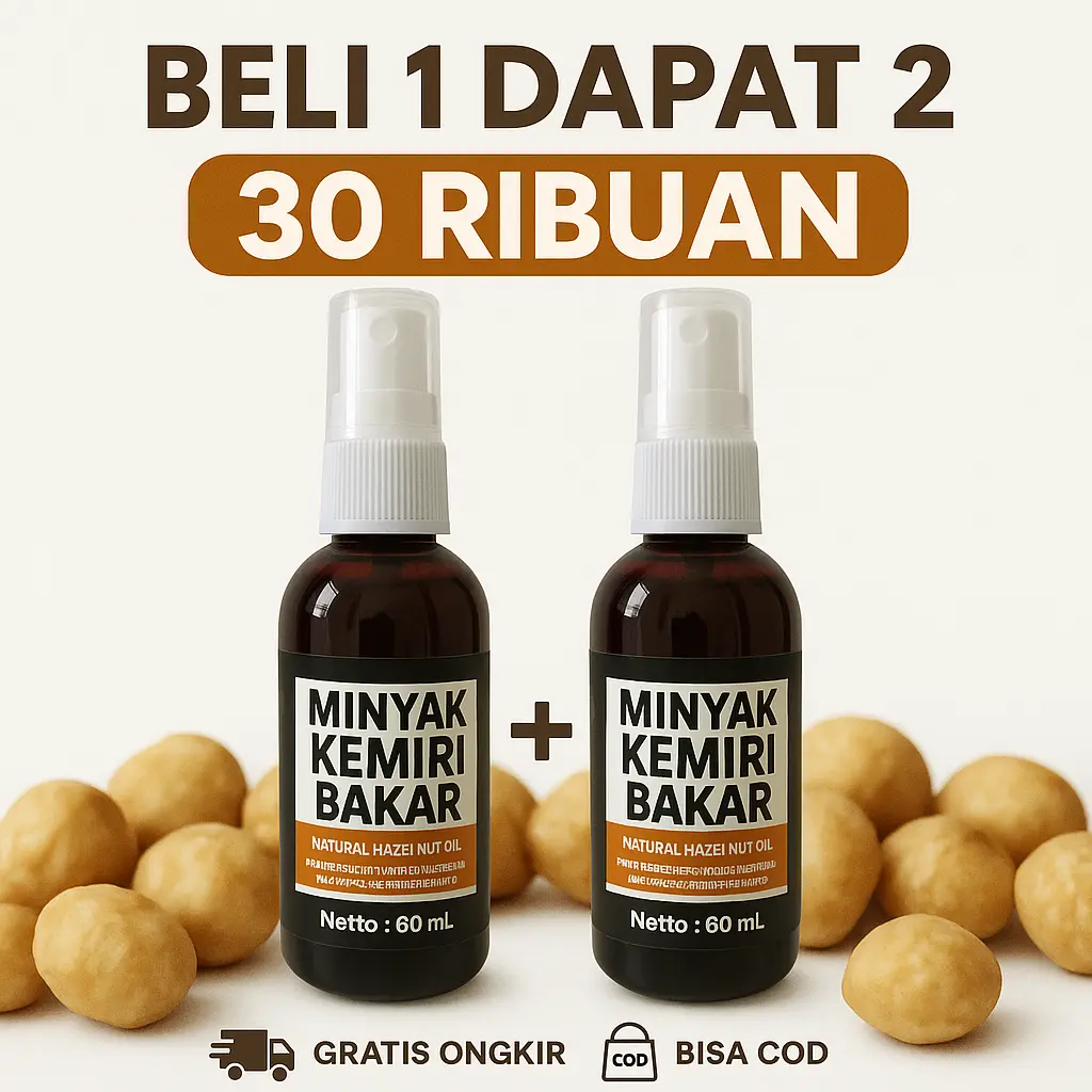 PROMO BELI 1 DAPAT 2 MINYAK KEMIRI BAKAR UNTUK RAMBUT RONTOK