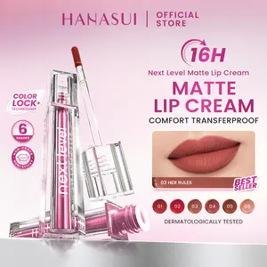 [Twinpack] HANASUI Next Level Liplast Cream - Liplast Cream Tahan Lama Pigmented Matte Finish Maximum Coverage Ringan