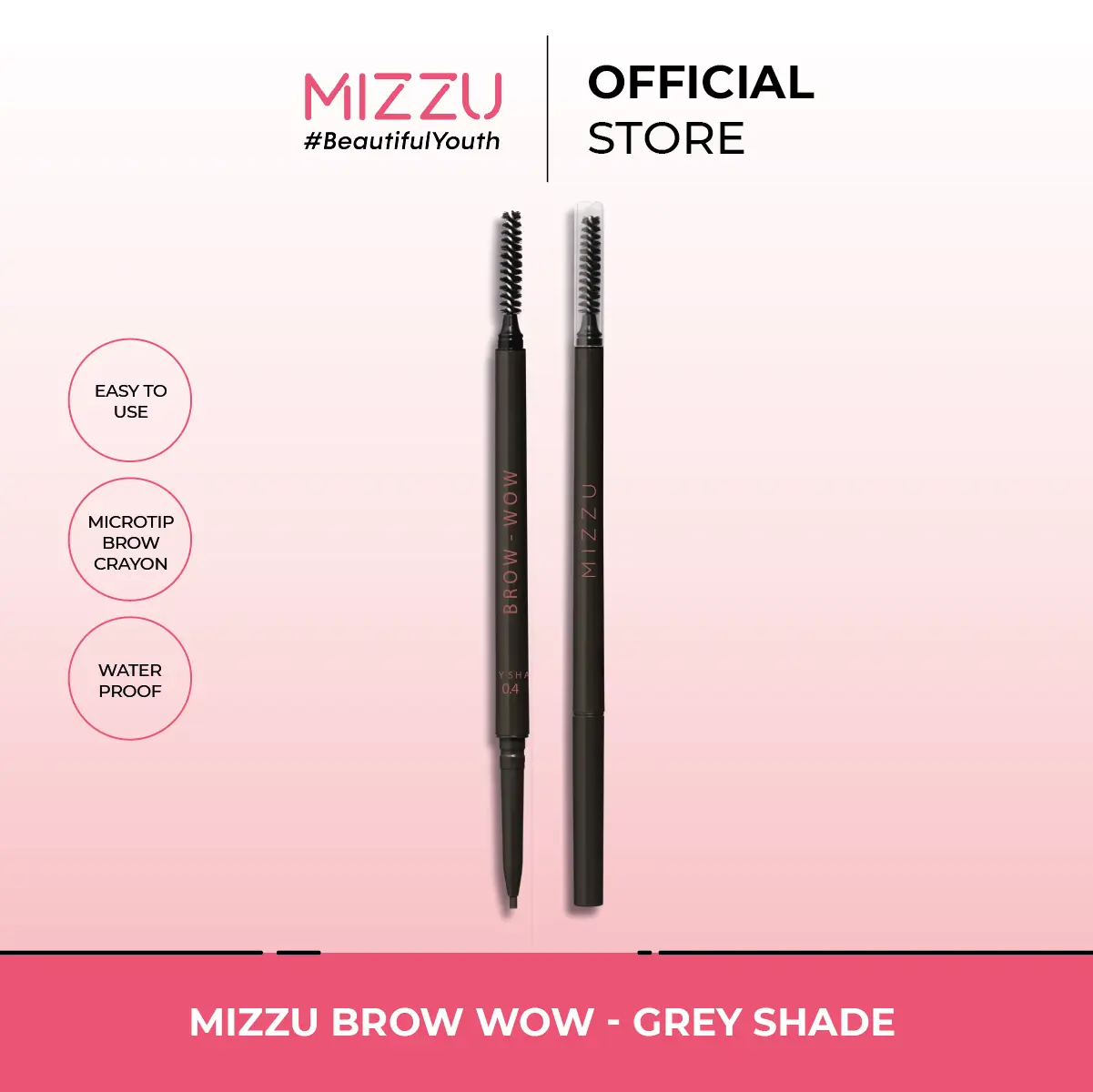 Mizzu Eye Brow Wow Grey 004 -  Pensil Alis Creamy Dark Eyebrow Pencil