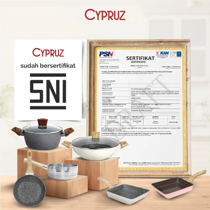 [SPECIAL KOKO PANCI] [COD] Cypruz Wajan Kuali 30 cm Abu Anti Lengket Tanpa Tutup Featehrlight Series Kitchenware 4