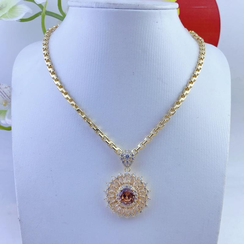 Dây chuyền nữ chữ công 5 chỉ kèm mặt trà 2 trang sức Bảo Long