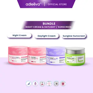 [Minva]- ADLEEVA (BUNDLE KIT) Night Cream & Daylight Cream / Sunglow Sunscreen