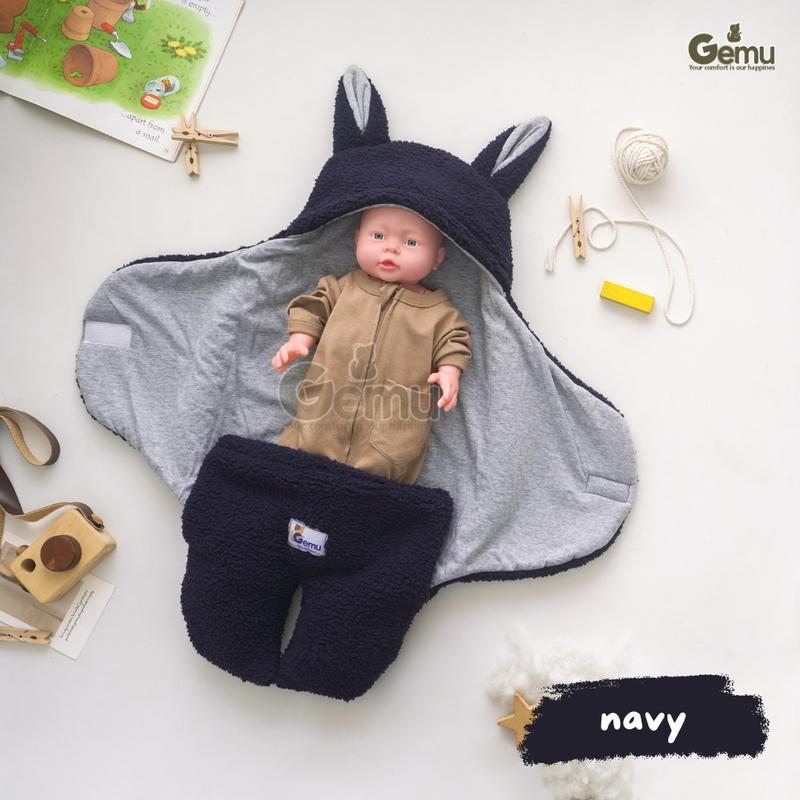 GEMU Selimut Bayi Bedong Blanket Instan Sherpa Bulu Domba Tebal Karkakter Kaki Premium Newborn 2
