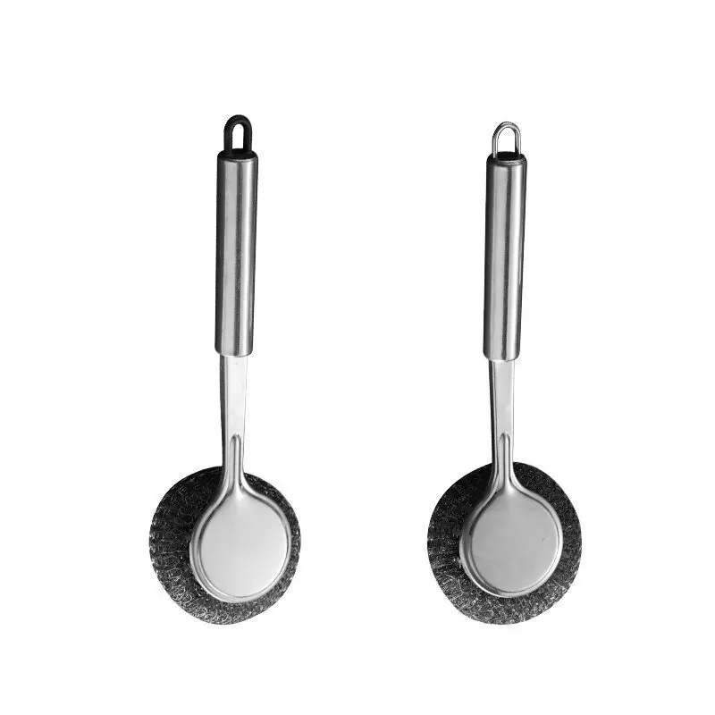 Extended stainless steel pot brush Household kitchen cleaning artifact Wash pots and dishes without damage to pot long handle wire cleaning brush