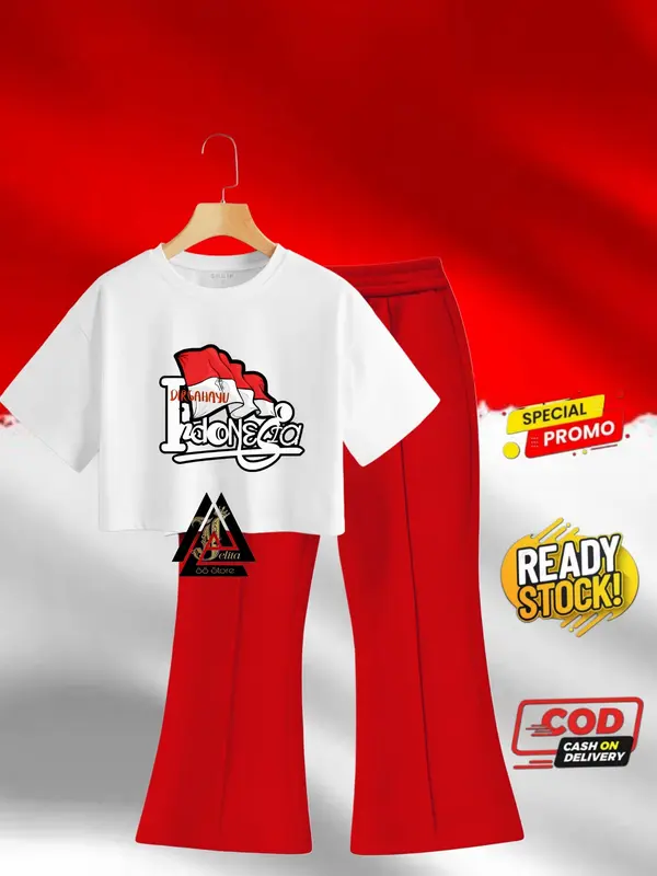 setelan resmi & setelan Fashion Anak Setelan Anak Perempuan Terbaru setelan Cutbray dan kaos cropTop  kemerdekaan Dirgahayu indonesia 1