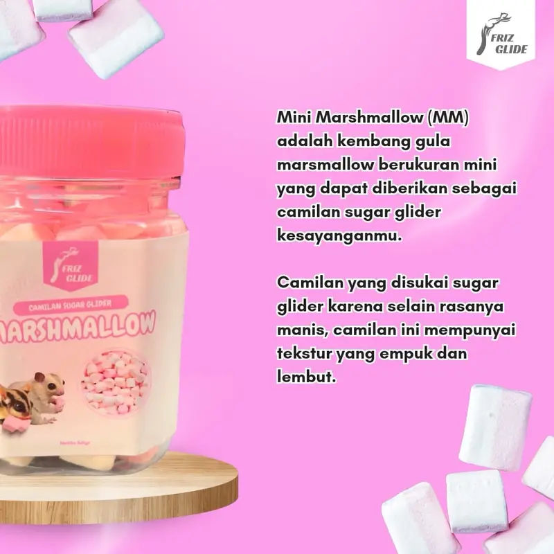 50G SNACK MARSHMALLOW SUGAR GLIDER HAMSTER LANDAK TUPAI TERBANG KUCING 1