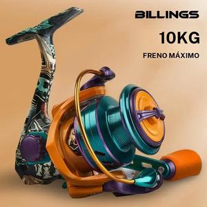 BILLINGS HA Carrete Giratorio Serie 1000-4000, Relación de Engranajes 5,2: 1, Arrastre Máximo de 8 KG / 18 LB, Carrete de Pesca de Metal Duradero para Pesca de Agua Dulce Y Salada