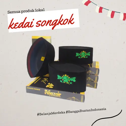 peci hitam logo bordir nu hijau tinggi 9 bahan bludru Contessa super - Aljazair Muslim Kopiah Songkok Putih Dewasa Motif