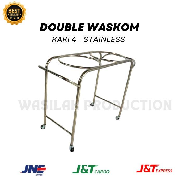 DOUBLE WASKOM PASIEN BESI DAN STAINLESS || STANDING WASKOM DOUBLE KAKI 4 - KAKI 4 SS 3
