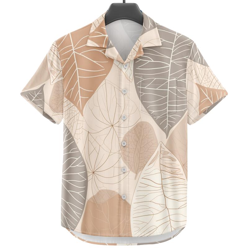 BAJU KEMEJA KEKINIAN PRIA WANITA DOWEAR MOTIF 340 DAUN COKLAT 0