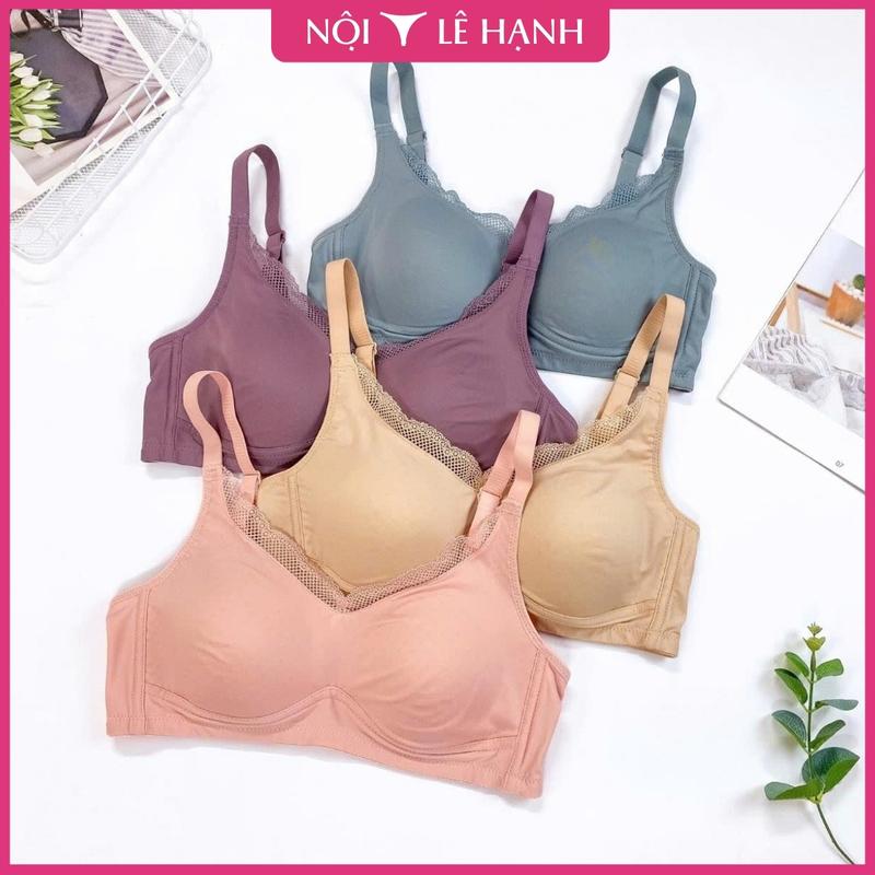 Áo lót Bigsize women vải su giấy kết hợp ren lụa viền cúp nâng ngực không gọng AN2164 Bra
