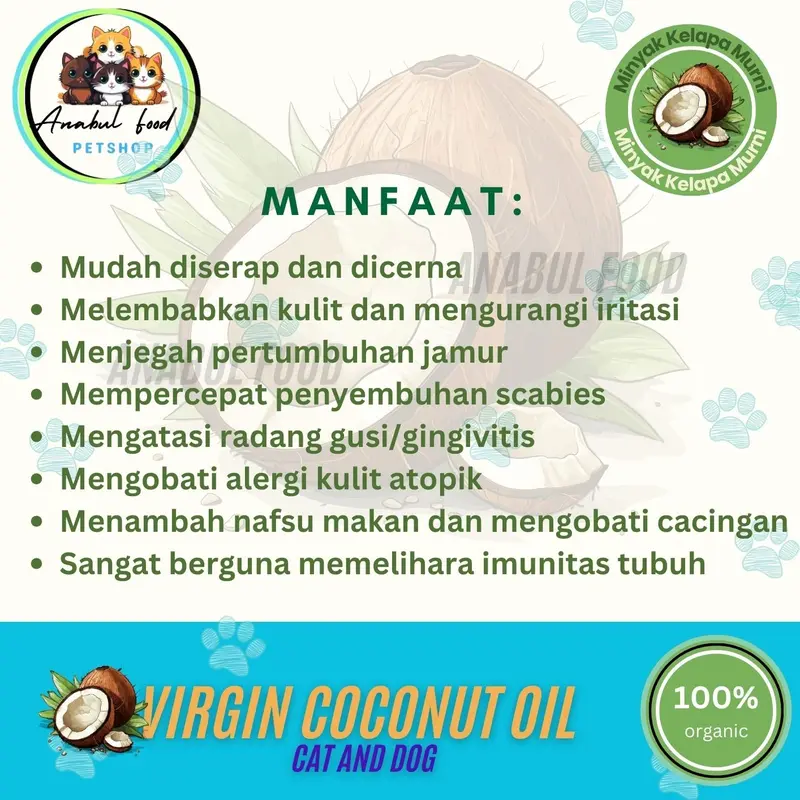 VIRGIN COCONUT OIL KUCING ANJING SPARY 60ML MINYAK VCO OBAT JAMUR SCABIES VITAMIN BULU DAN IMUNITAS 1