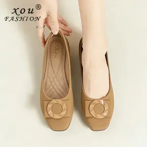 XOU New Fashion Sepatu Flatshoes sepatu kantor wanita terbaru 2026 Wanita A-04 Nyaman Ringan Slip-On Sintetis Terbaru Gaya Modern untuk Kerja Model Terbaru dari Fashion pansus wanita flat shoes elegant style lancip